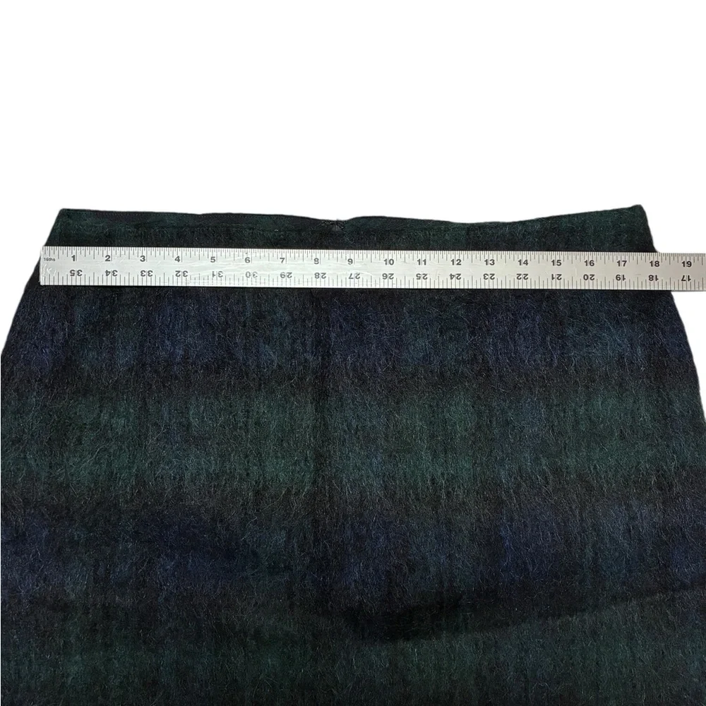 Talbots Wool/Mohair Plaid Skirt, Size 14 Petite, Navy & Green, Fully Lined, EUC